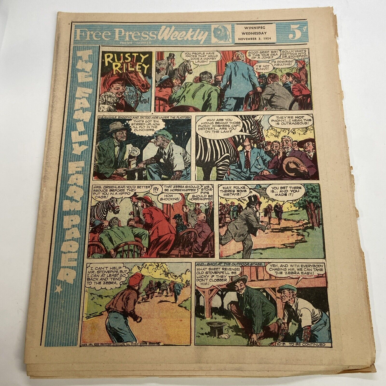 Free press weekly Winnipeg Prairie Farmer comic section November 3, 1954