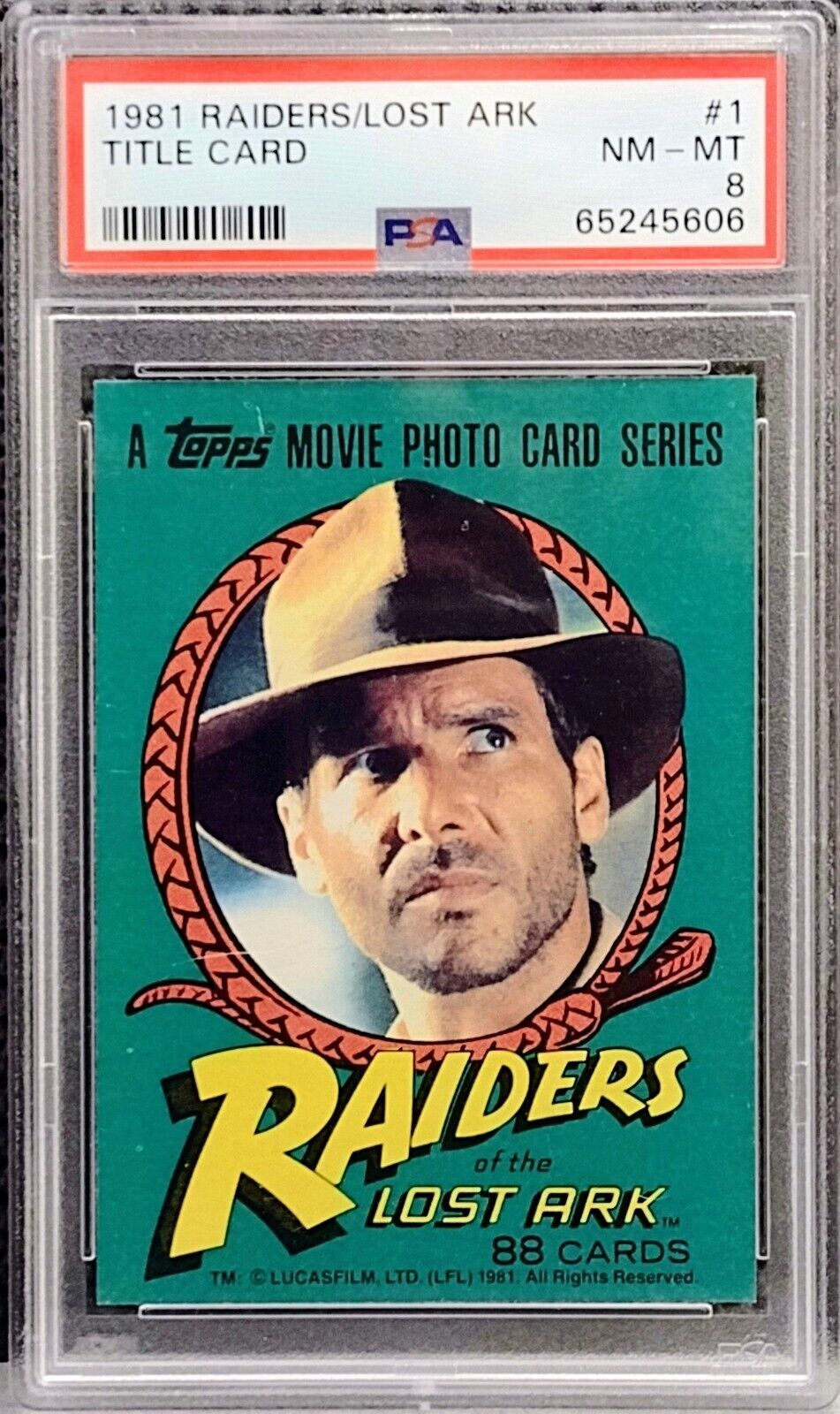 1981 Topps Raiders of the Lost Ark #1 INDIANA JONES - PSA 8 NM-MT - TITLE CARD