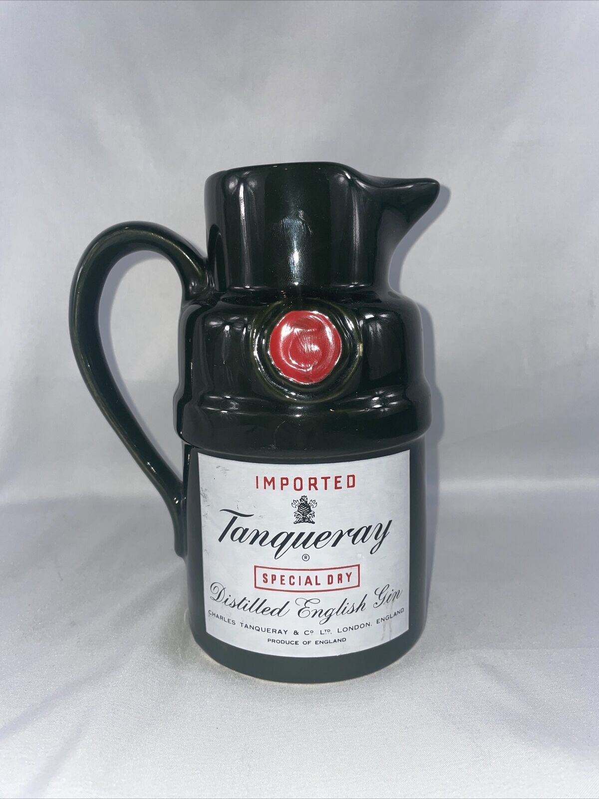 Vintage Imported Tanqueray English Gin Ceramic Bar Pitcher 7