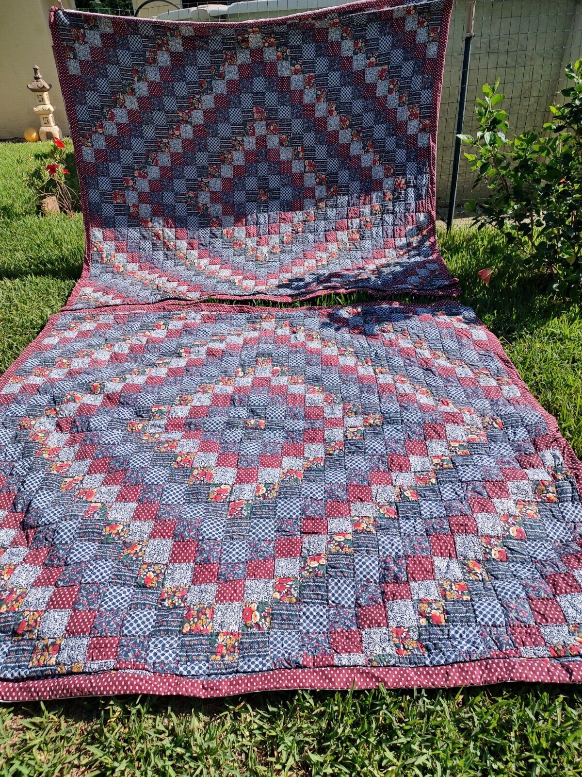 pair of twin patchwork quilts hand quilted 72