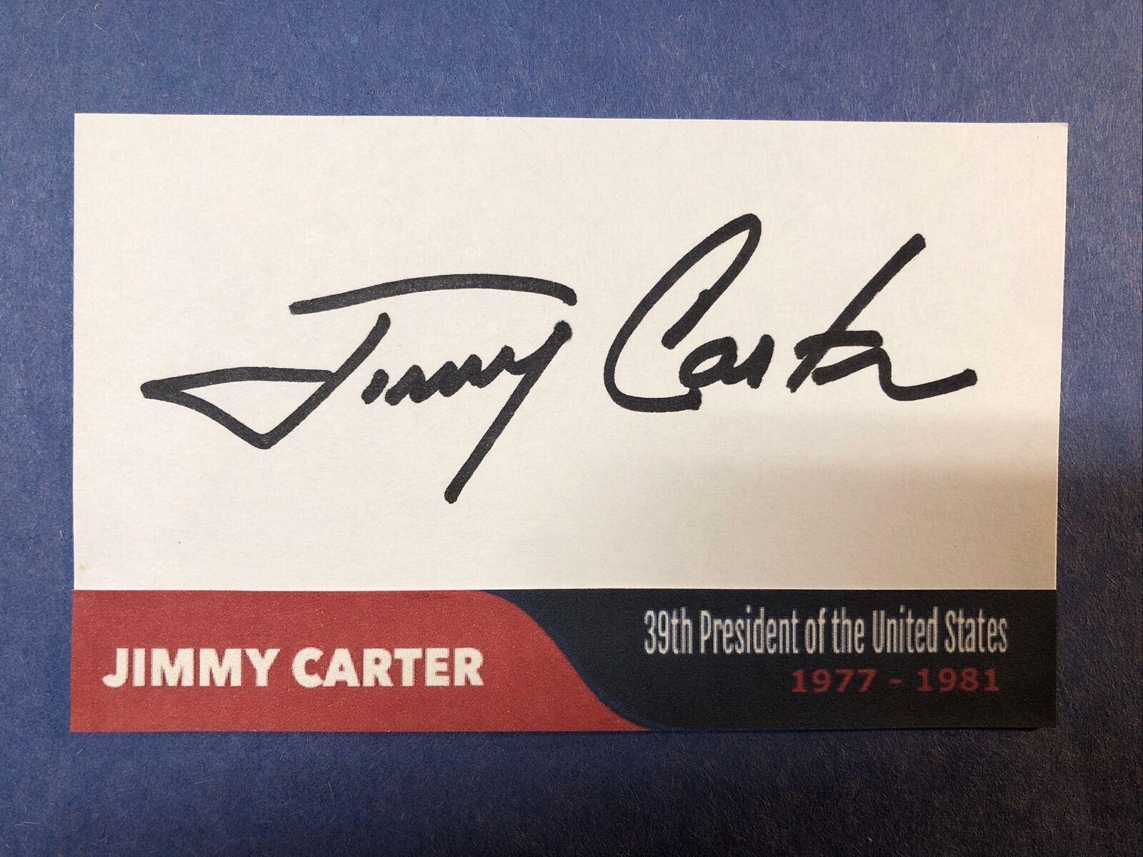 President Jimmy Carter SIGNED 3x5 Index Card POTUS AUTOGRAPH - Full Name RARE