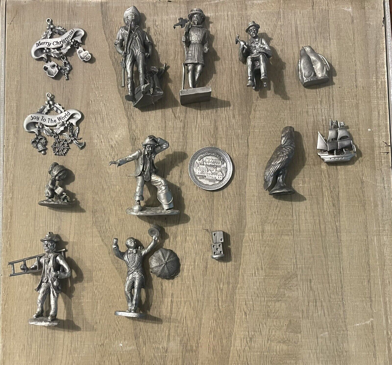 14 Piece miniature pewter figurines lot