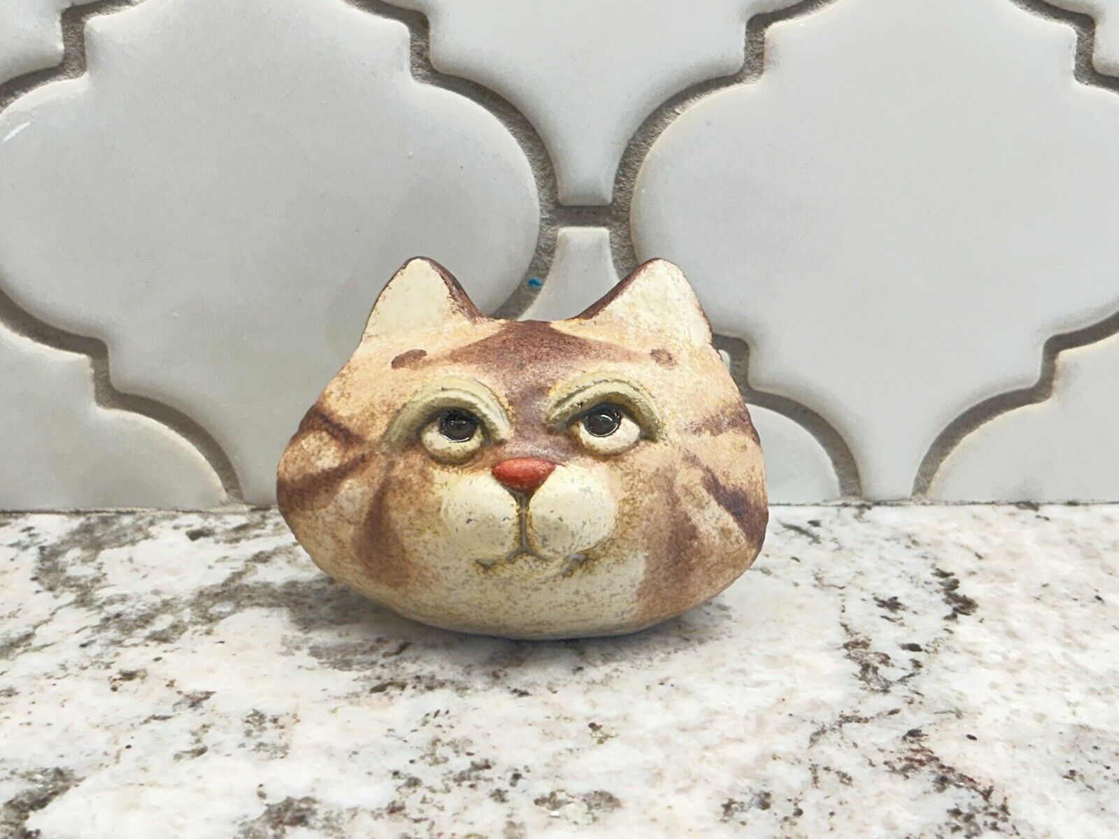 Rare MCM studio art Dane Burr pottery Cat Figurine With Bell SIGNED
