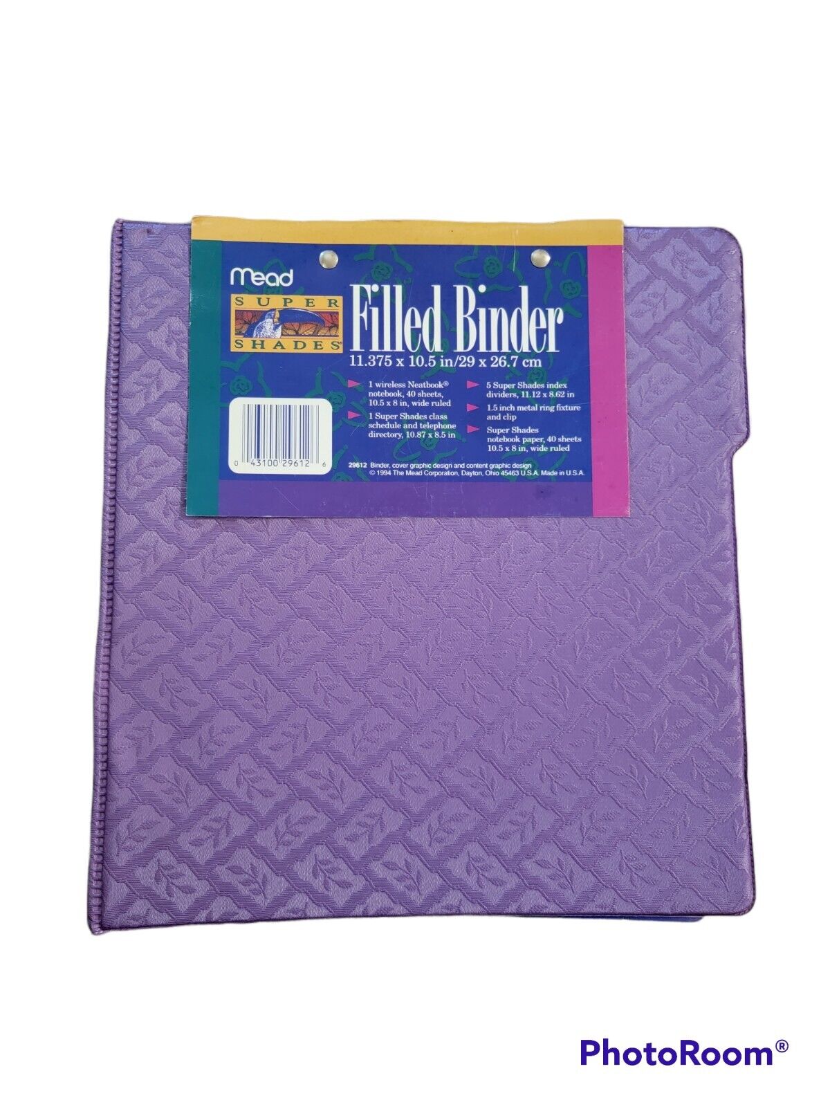 RARE Vintage Mead Super Shades Filled Binder Amazing Condition NEW 1994 Purple