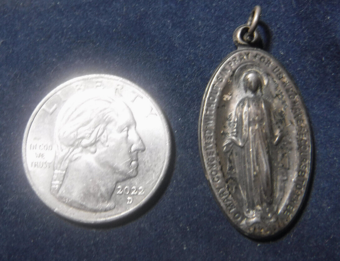 Vintage Catholic Miraculous Medal, .925 Sterling Silver