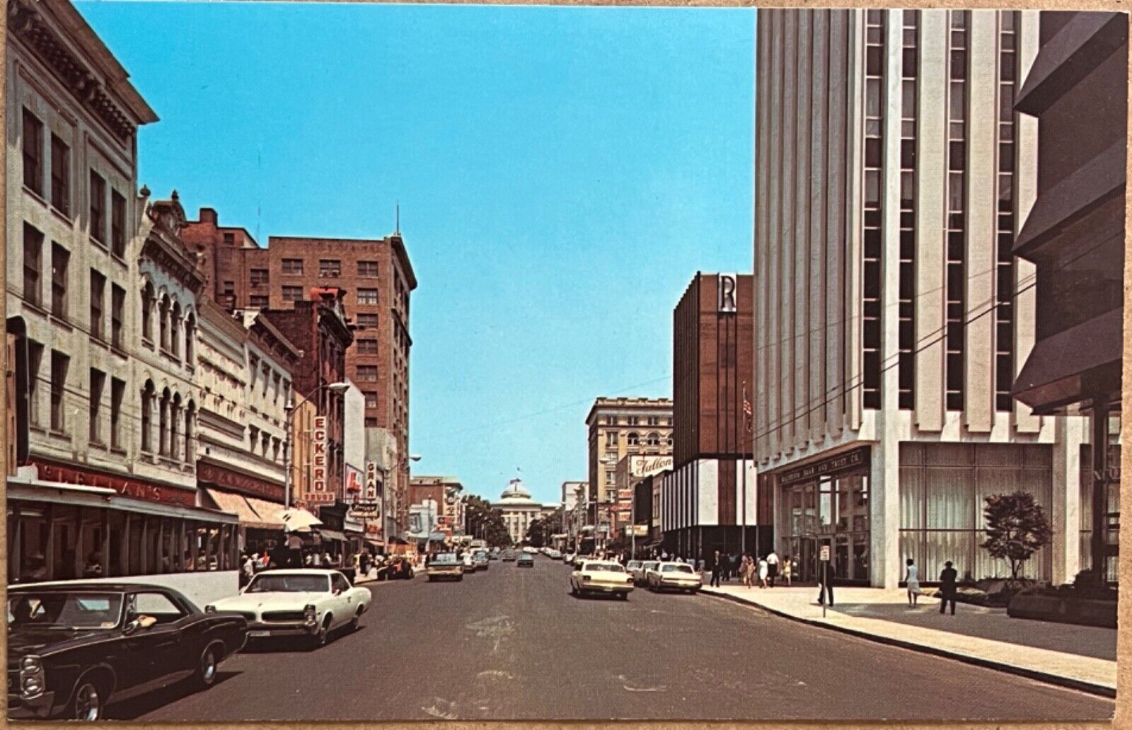 Raleigh North Carolina Fayetteville Street Capitol Building Postcard 1968