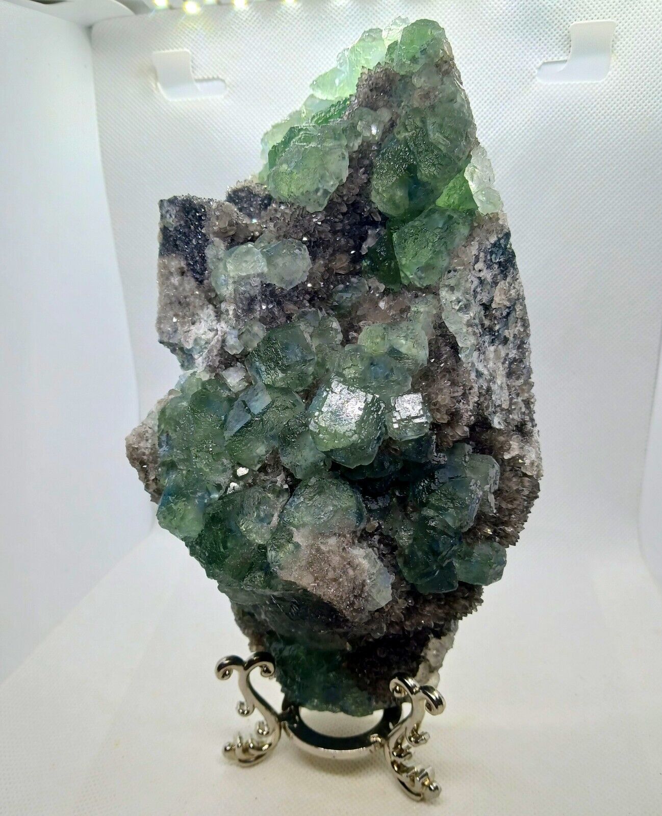Xl Fluorite With Smokey Quartz Large Green Fluorite Crystal Specimen 4 lbs 