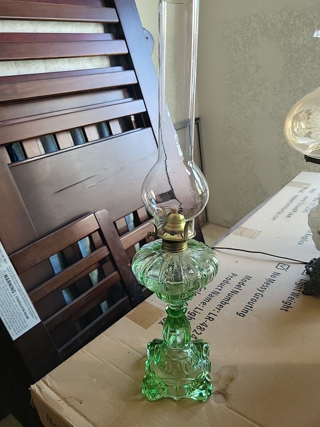 Green Antique Oil Lamp 
