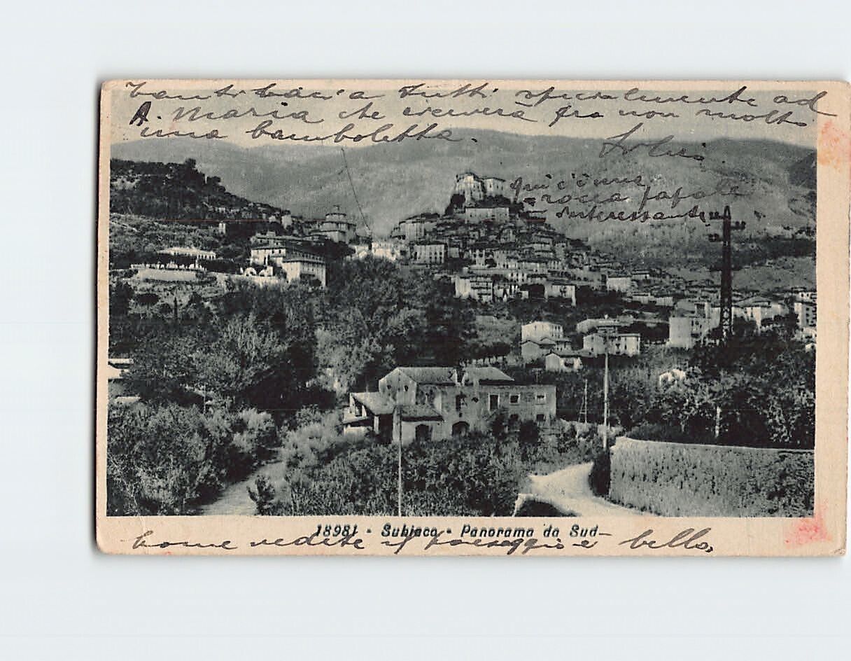 Postcard Panorama from the South Subiaco Rome Italy