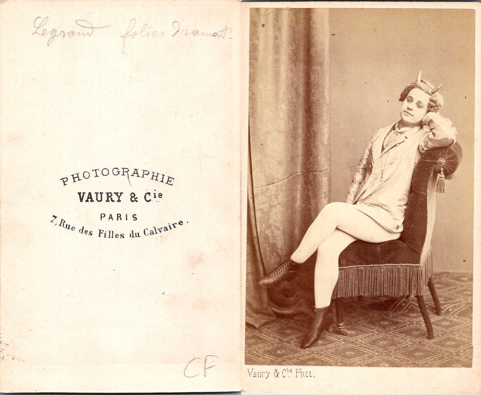 Vaury, Paris, Actress Legrand in tights and devil horns, des Folies Gramon