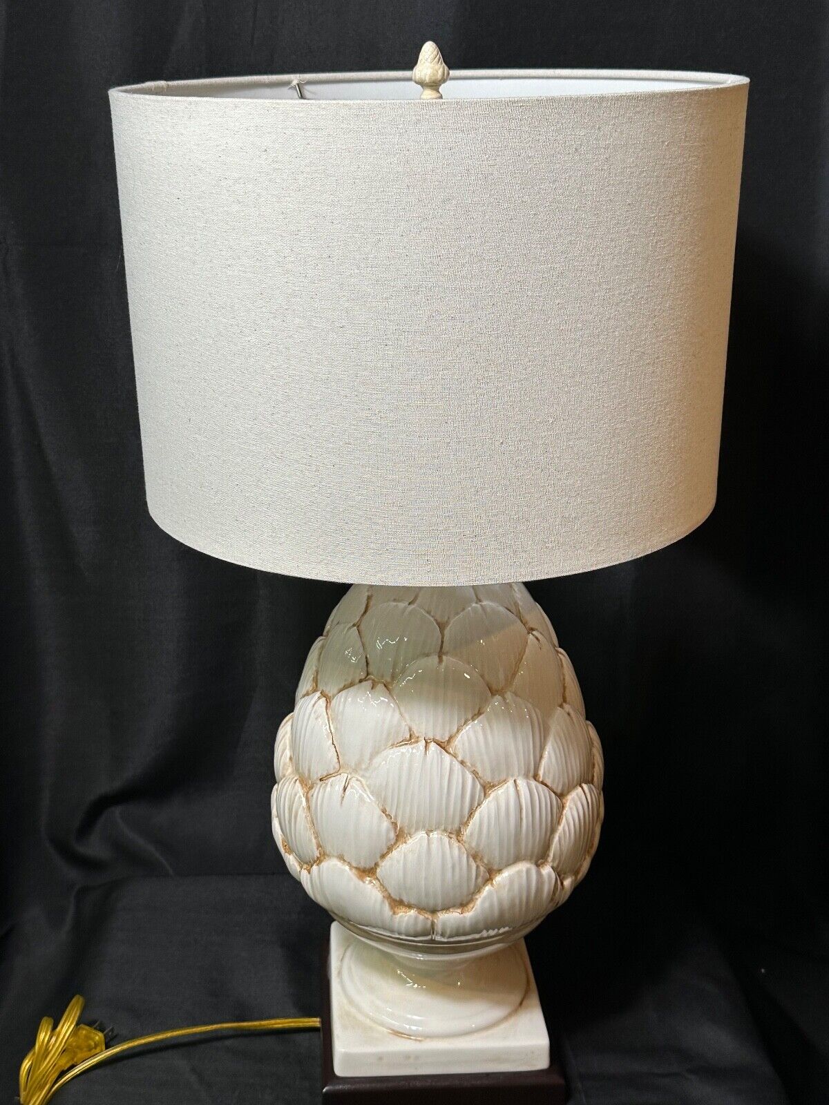Vintage Ceramic Large Artichoke Table Lamp - Unique Home Cottage Decor Lighting