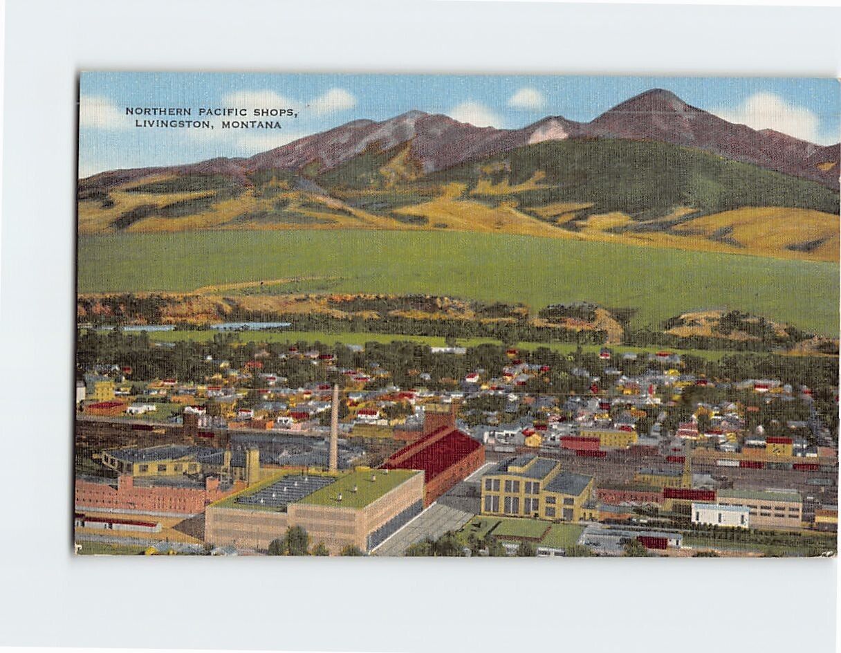Postcard Northern Pacific Shops Livingston Montana USA
