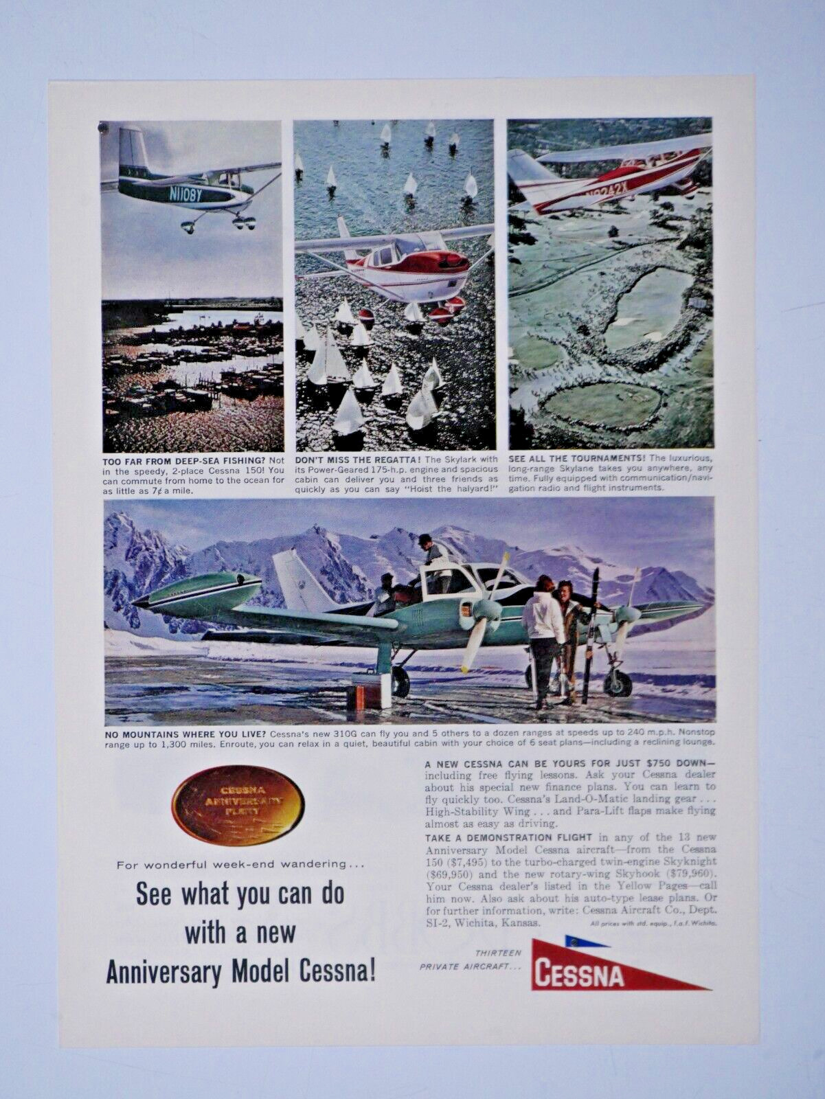 Cessna ANNIVERSARY Vintage 1970s?  Original Print Ad 8.5 x 11\