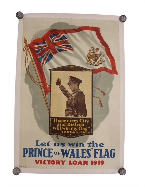 Vintage Original WWI Prince of Wales Flag Poster 35”x23”
