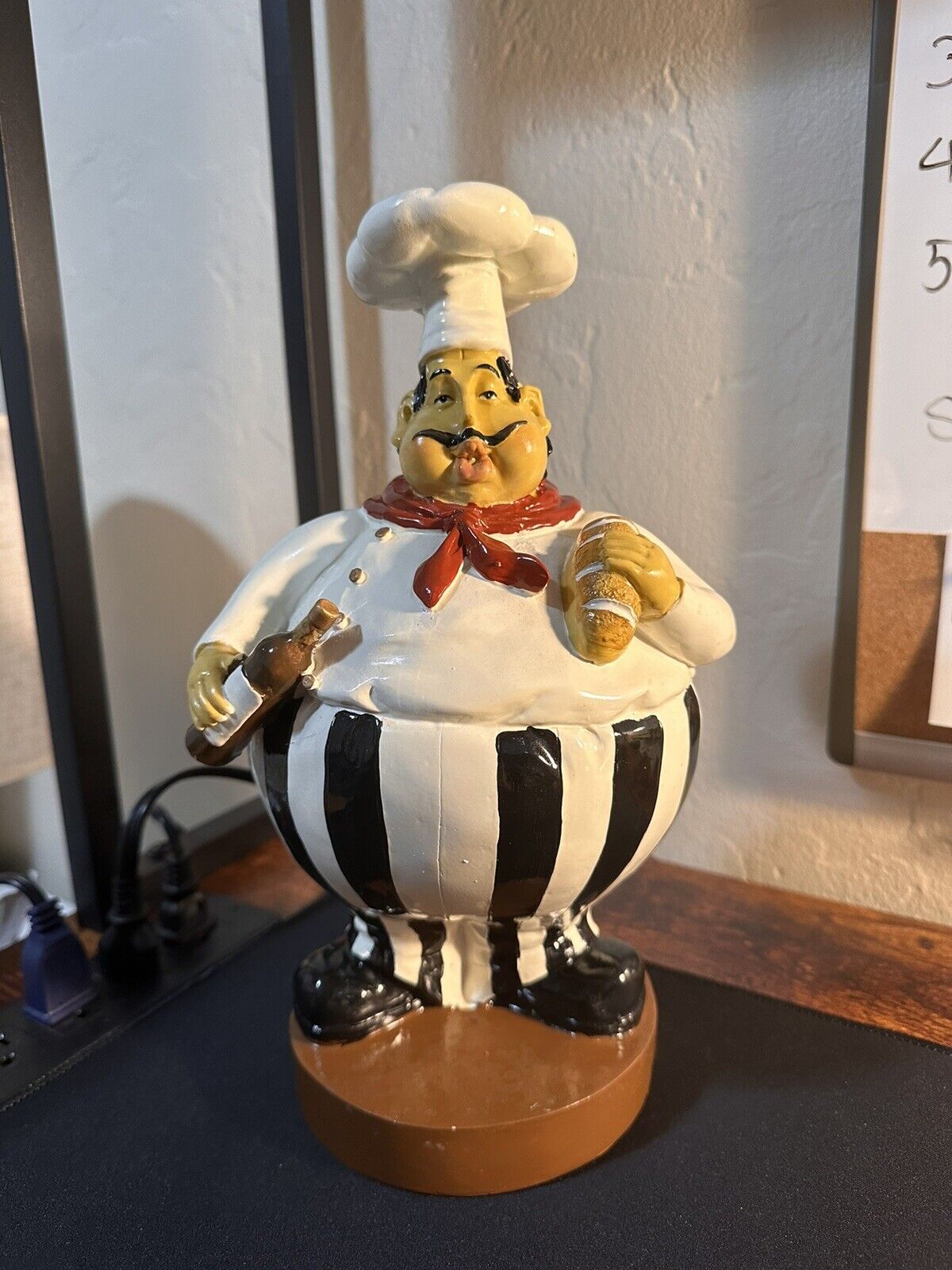 Vintage Three Hands Ceramic Fat Italian Chef With bread and bottle.