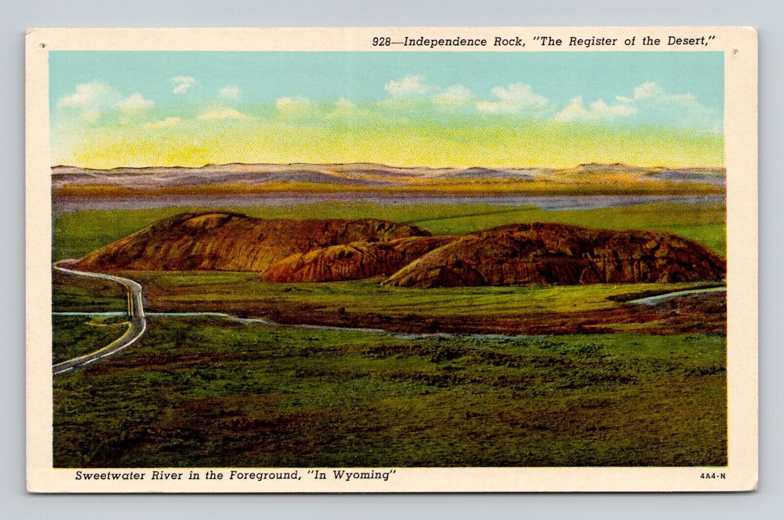 Postcard Independence Rock Alcova Wyoming, Vintage Chrome L4