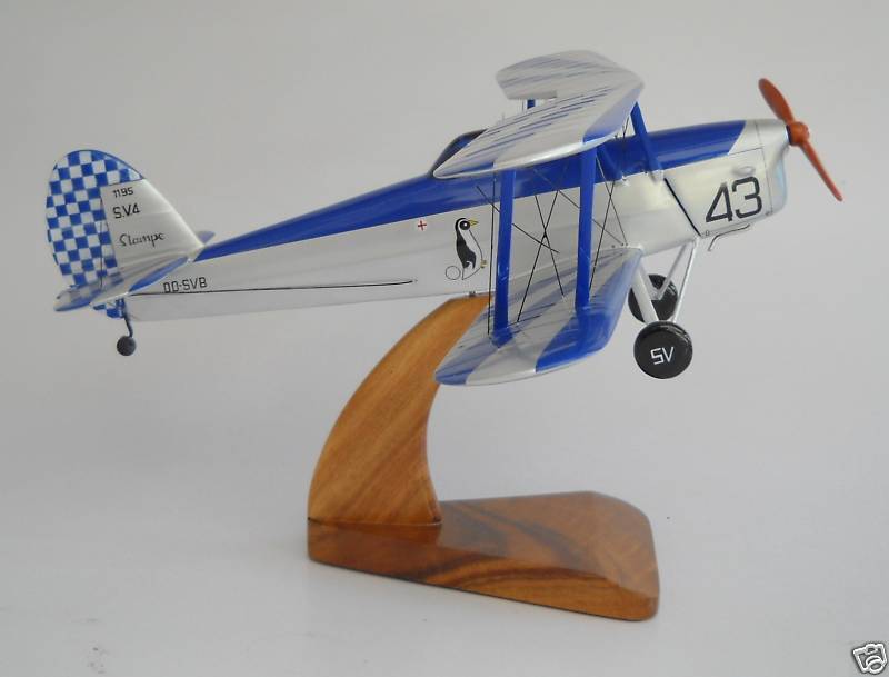 SV-4B Stampe-Vertongen Biplane Trainer SV4B Airplane Desk Wood Model Small New