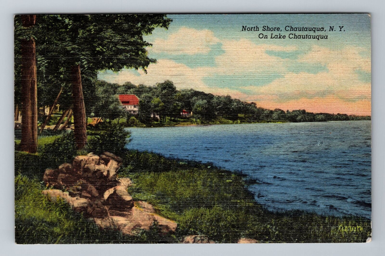 Chautaugua NY-New York, North Shore, On Lake Chautauqua, Vintage c1951 Postcard