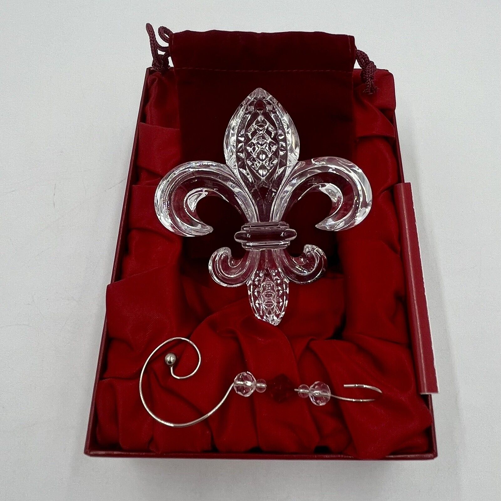 WATERFORD CRYSTAL Fleur-de-Lis Ornament with Enhancer 2012 Original Packaging