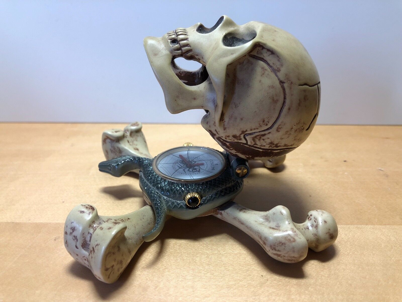 Very Rare Corum Enamel Jolly Roger Skull Clock - Quartz Alarm - for Collectors
