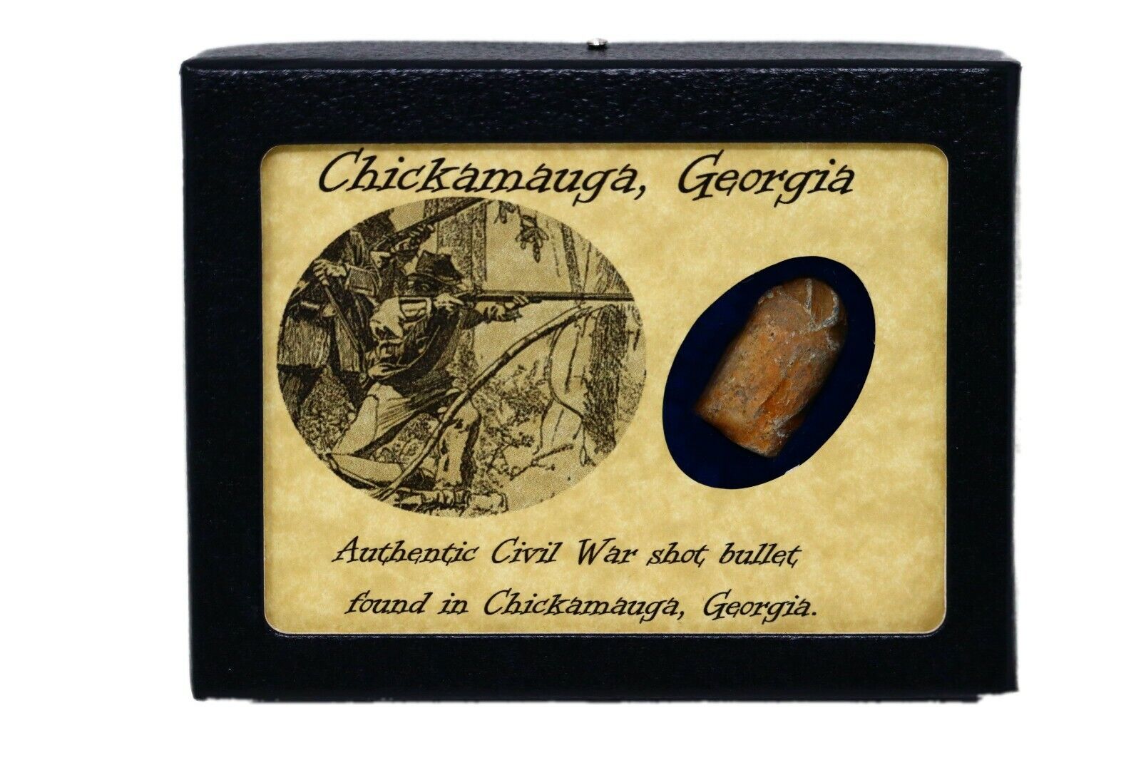 Shot Bullet Relic from The Battle of Chickamauga, GA with Display Case and COA 
