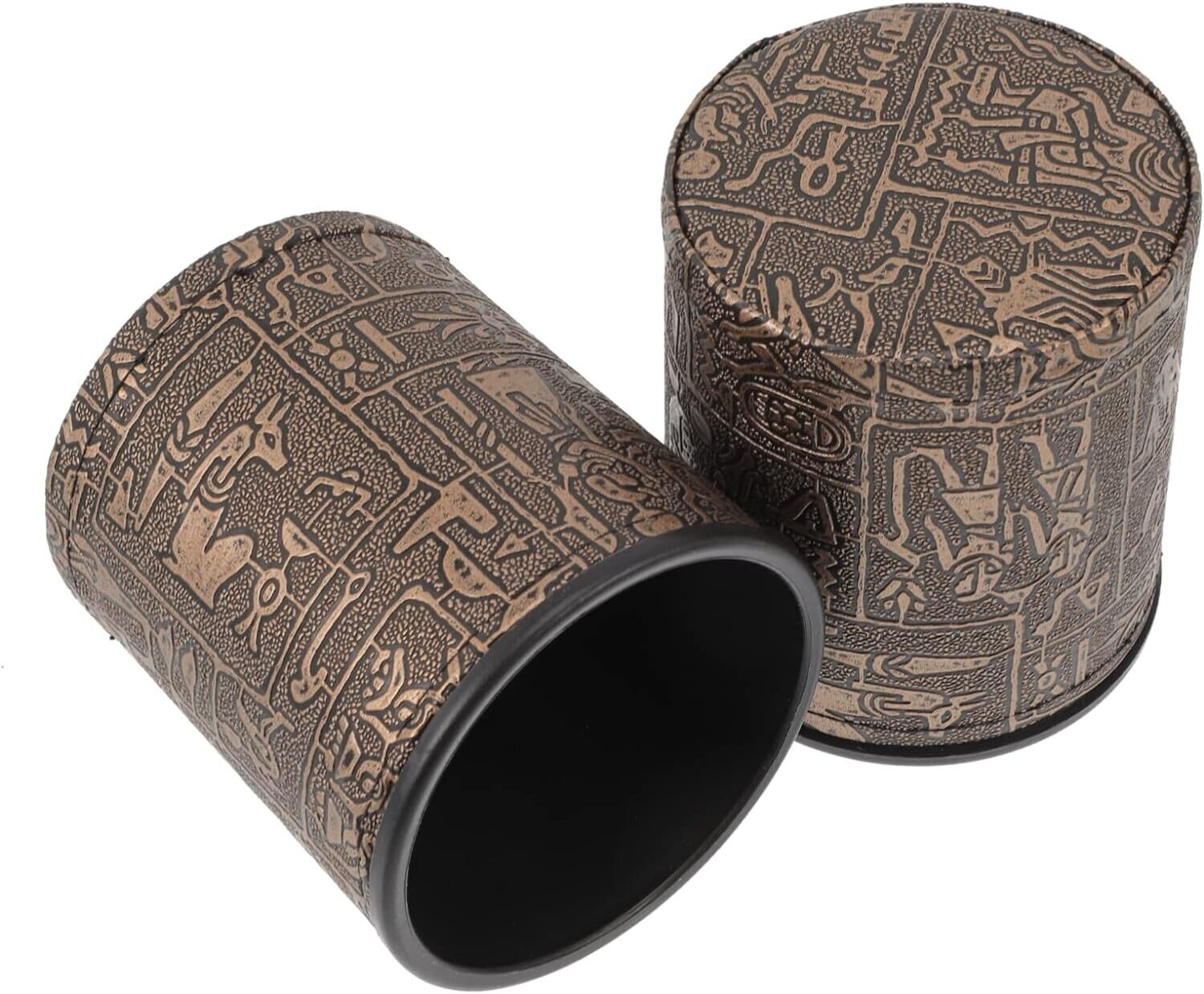2 Pcs Patterned dice Cup Stacking Cups Egyptian Decor Leather bracers