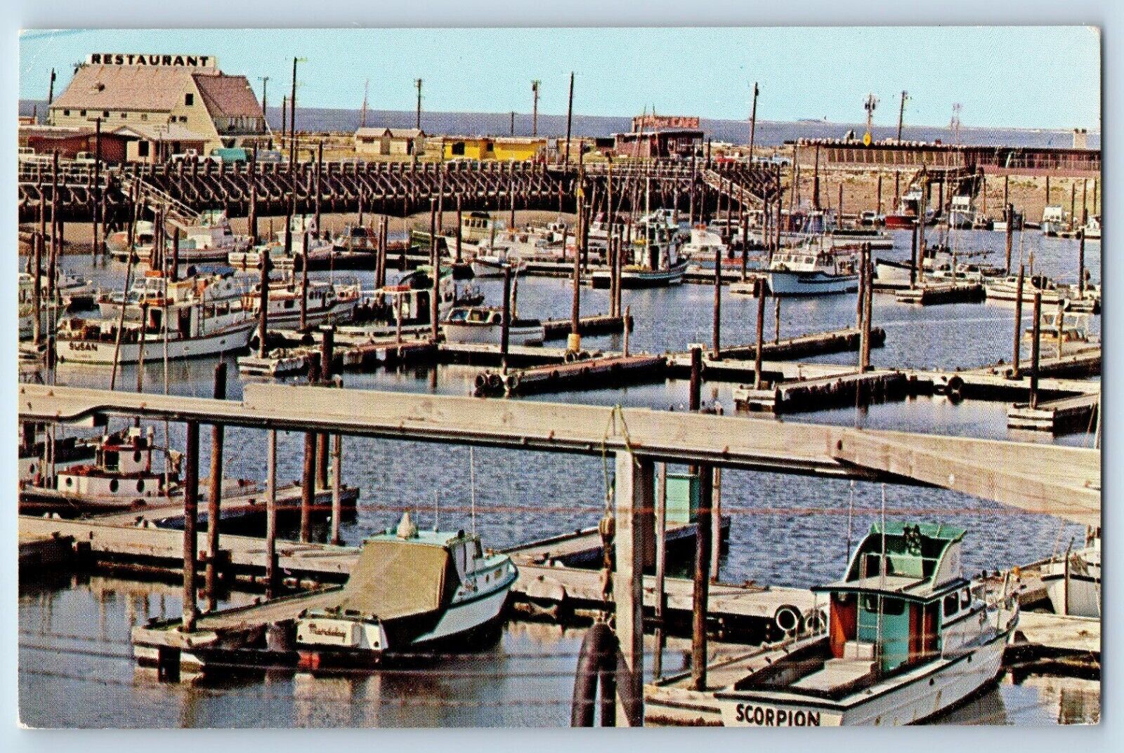 Westport Washington WA Postcard Harbor Fishing Boats Waterfront c1960's Vintage