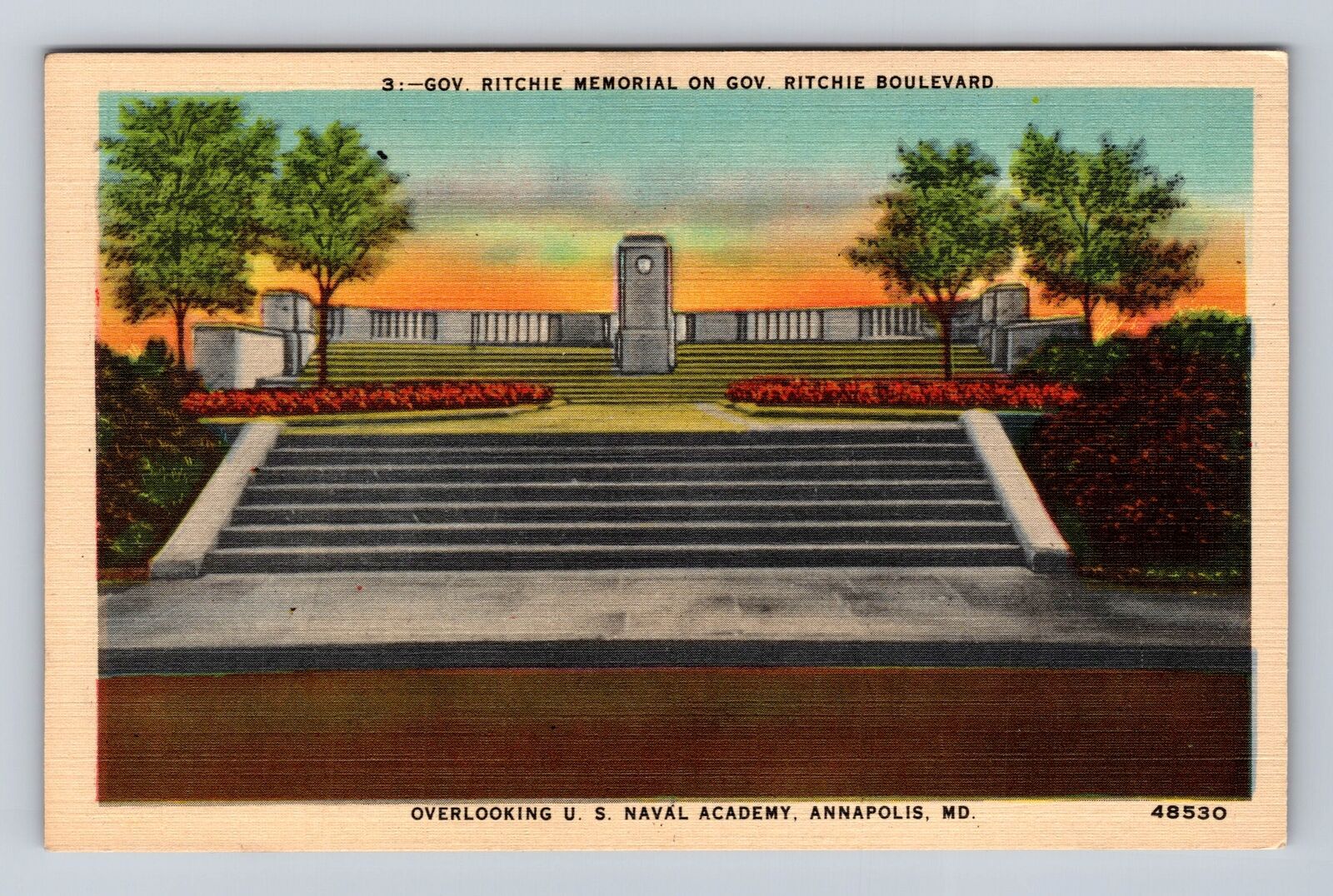 Annapolis MD-Maryland, Ritchie Memorial On Ritchie Boulevard, Vintage Postcard