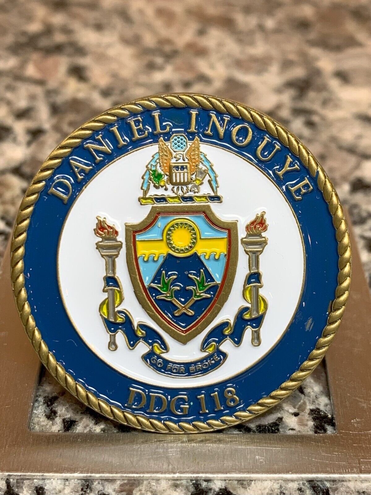 USS Daniel Inouye DDG118 Christening Coin Medal June 22, 2019 Bath Maine