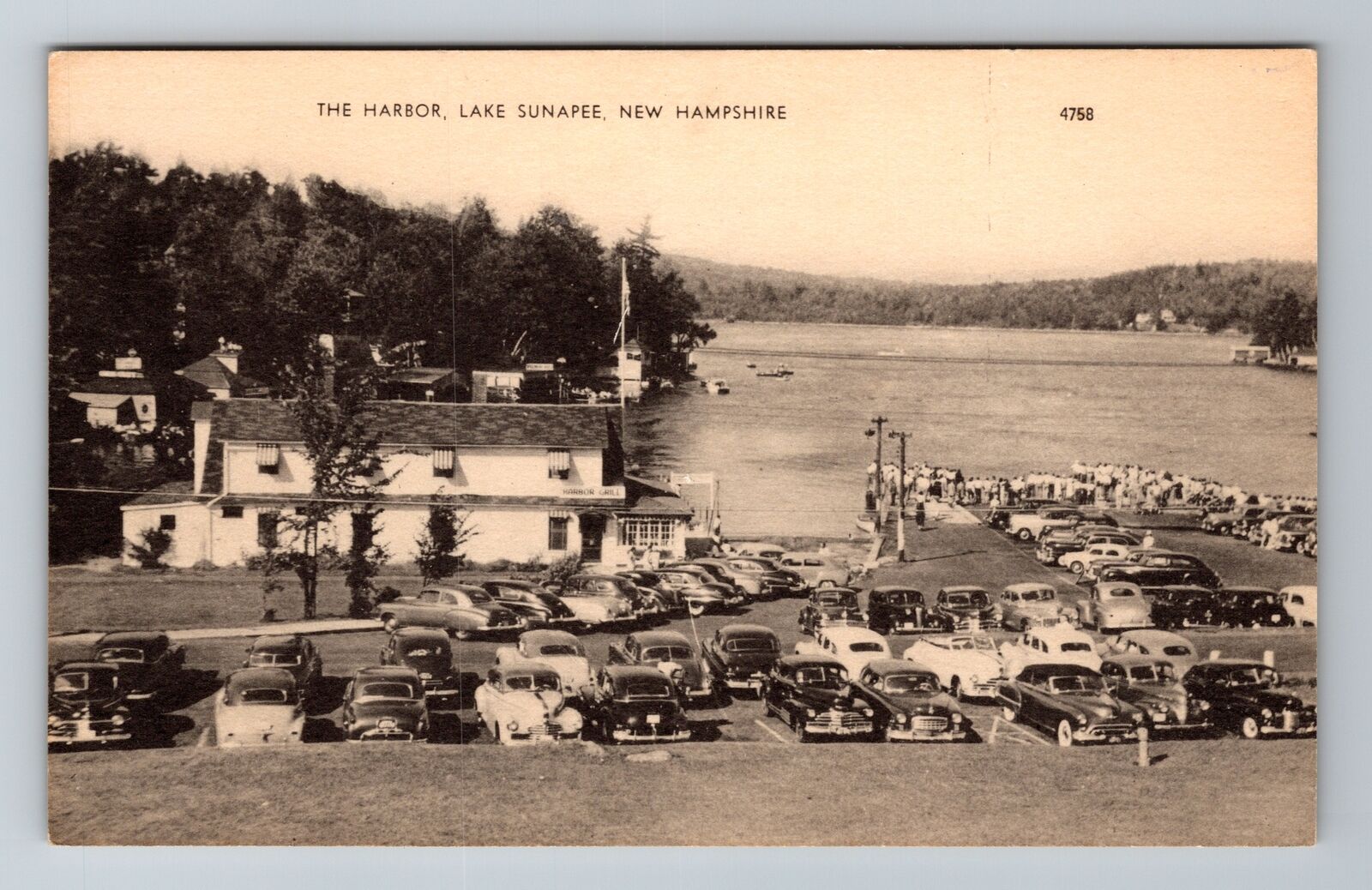 Lake Sunapee NH-New Hampshire, The Harbor, Antique, Vintage Souvenir Postcard