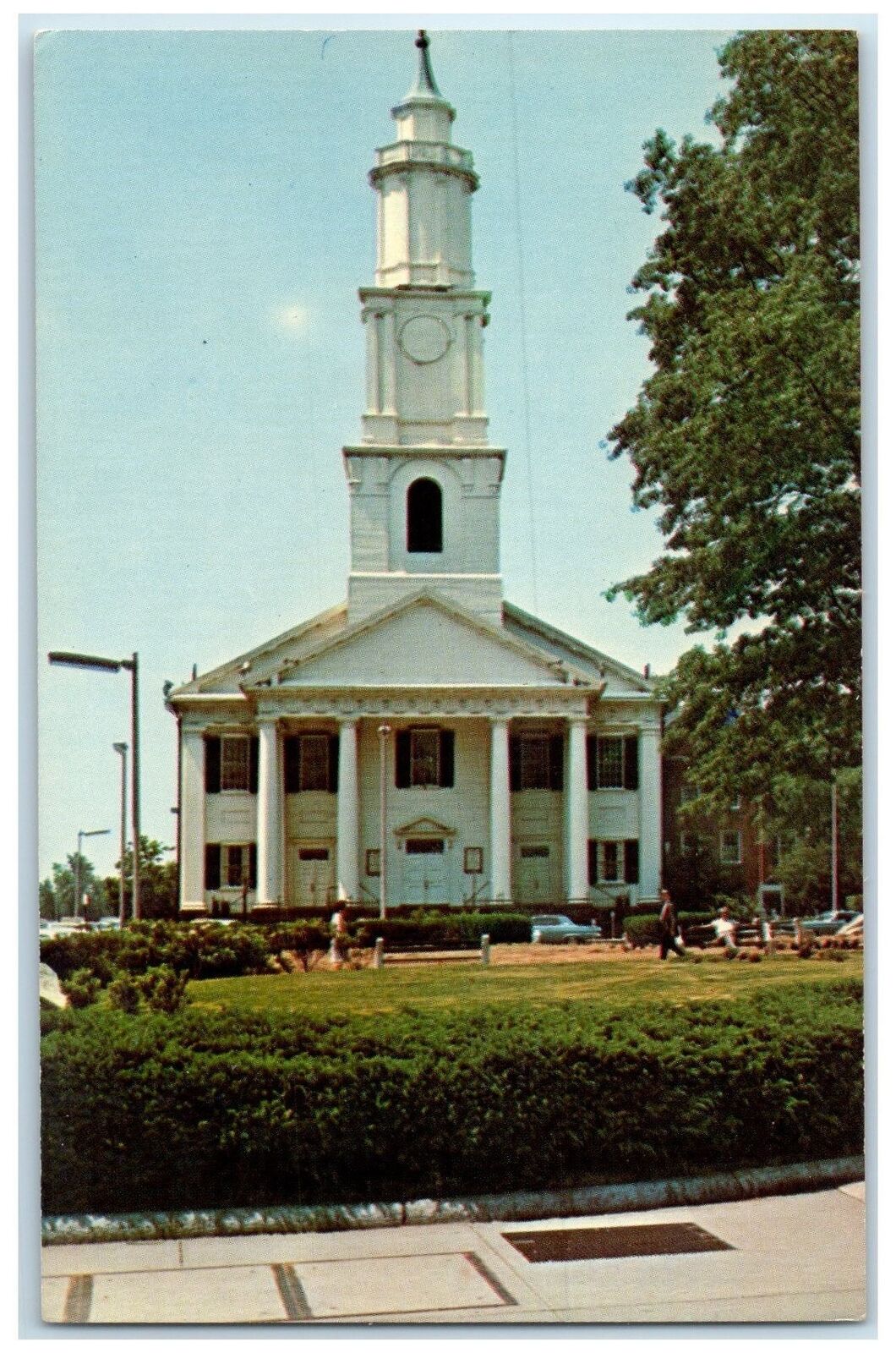 c1960\'s Old First Church Exterior Springfield Massachusetts MA Trees Postcard