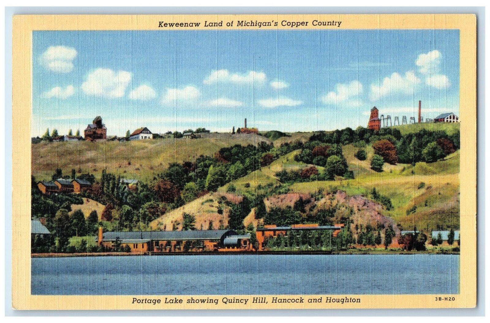 c1940\'s Keweenaw Cooper Country Portage Lake Quincy Hill Houghton MI Postcard