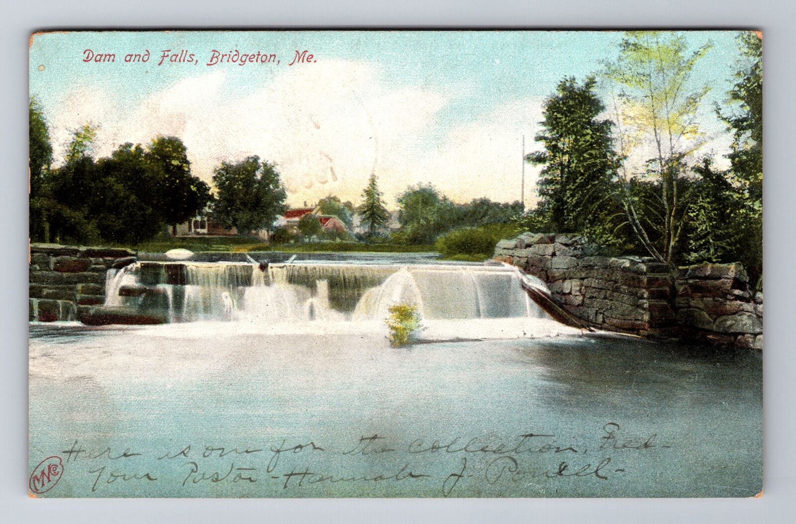 Bridgeton ME-Maine, Dam and Falls, Antique c1906 Vintage Souvenir Postcard
