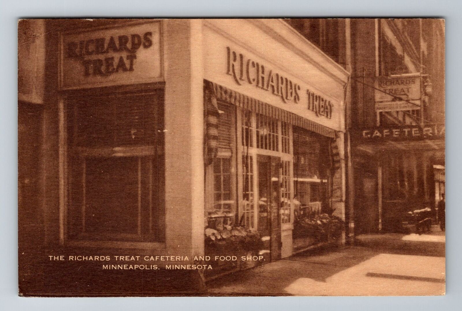 Minneapolis MN-Minnesota, Richards Treat Cafeteria & Food Shop, Vintage Postcard