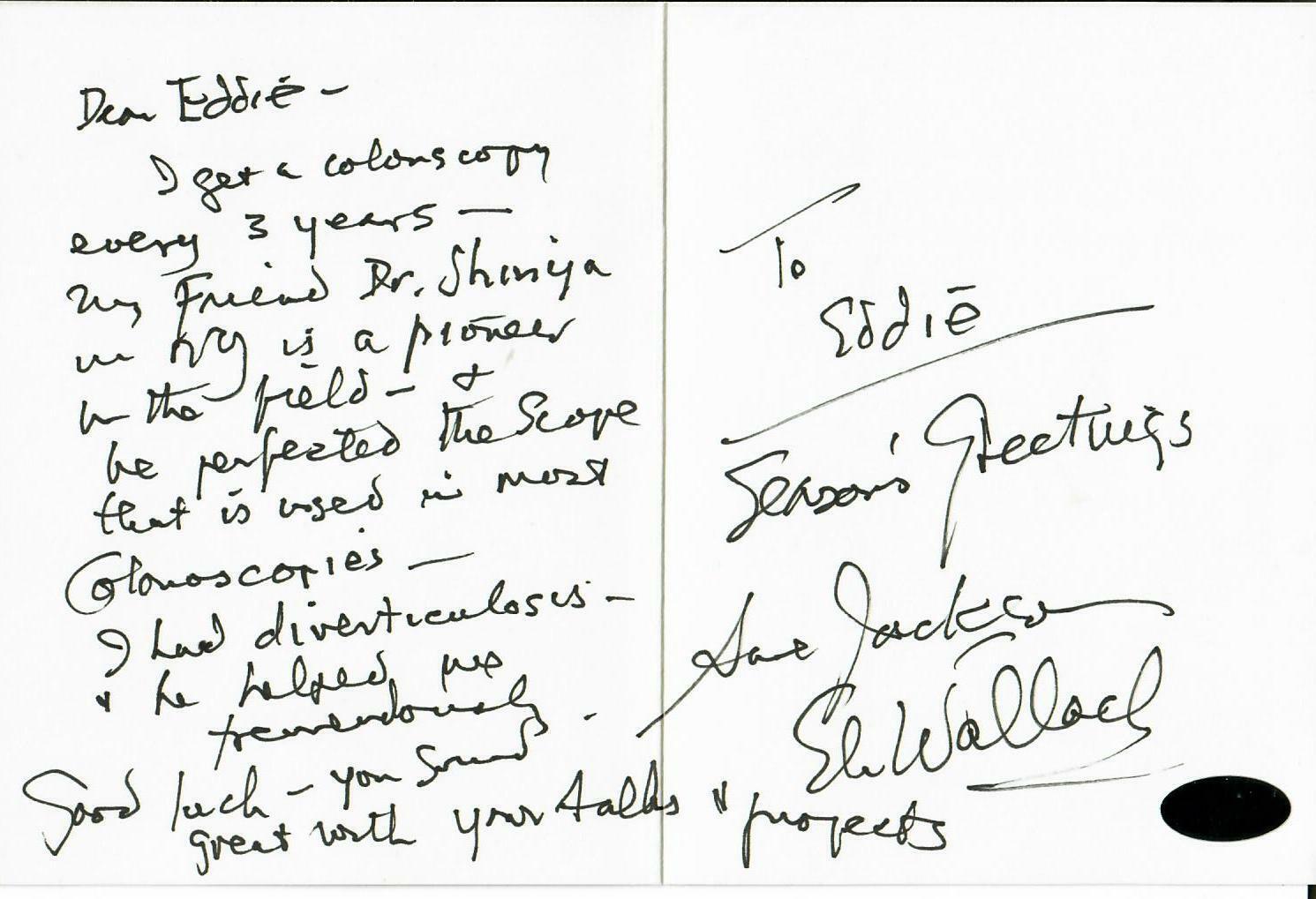 RARE Eli Wallach And Anne Jackson Hand Written Holiday Card PAAS COA