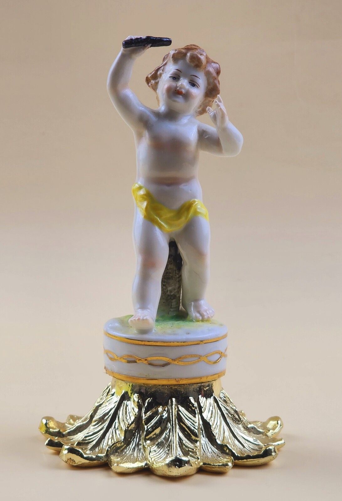 DRESDEN Putti/ Cherub Porcelain Boy Conductor Figurine, Circa 1920's