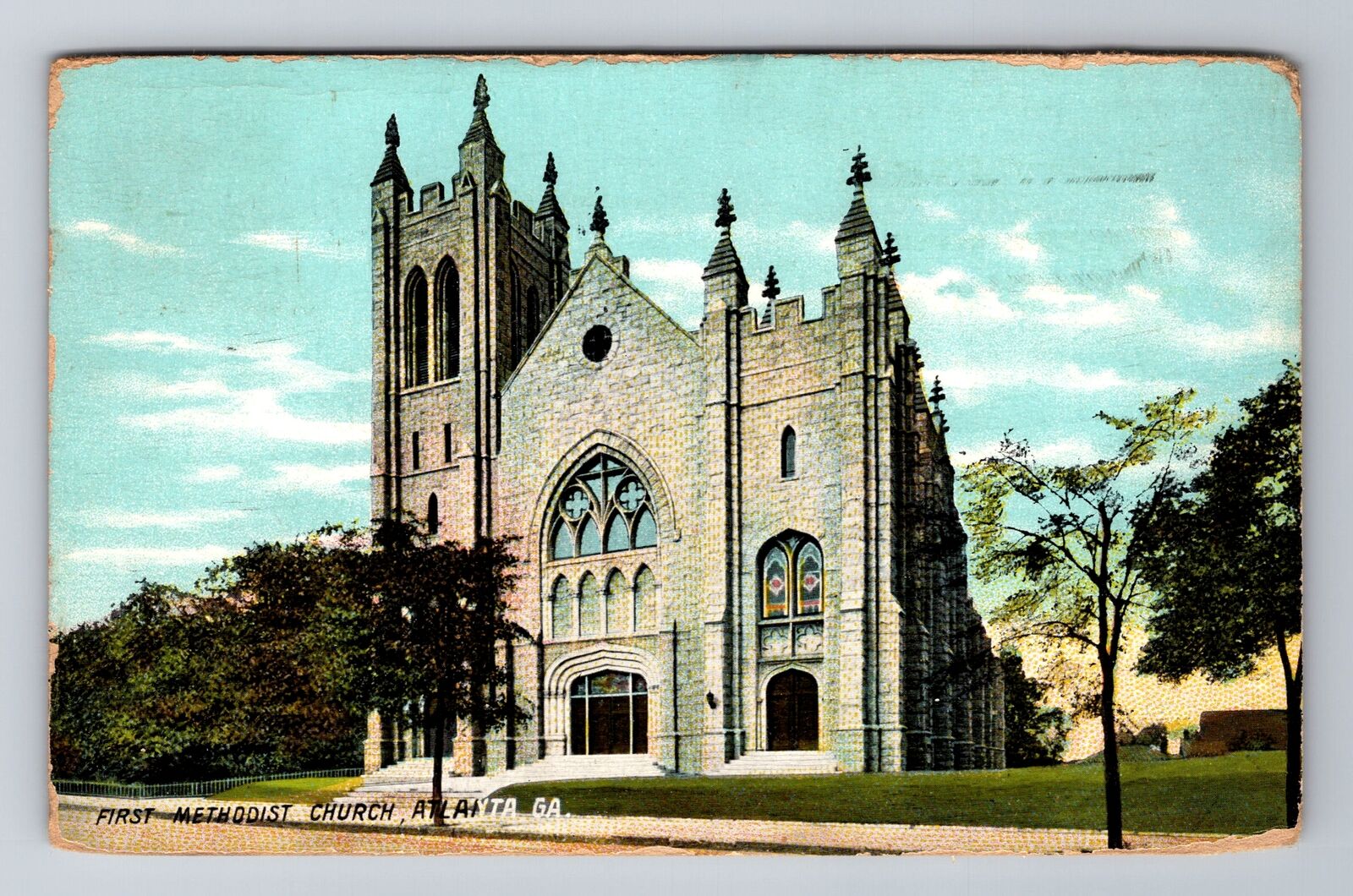 Atlanta GA-Georgia, First Methodist Church, Religion, Vintage c1917 Postcard