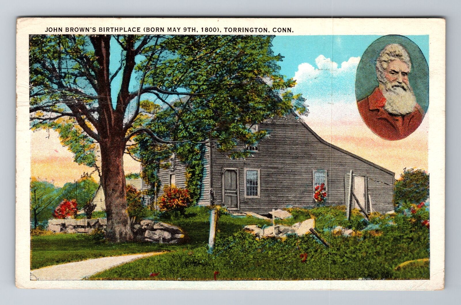Torrington CT-Connecticut, John Brown's Birthplace, c1936 Vintage Postcard