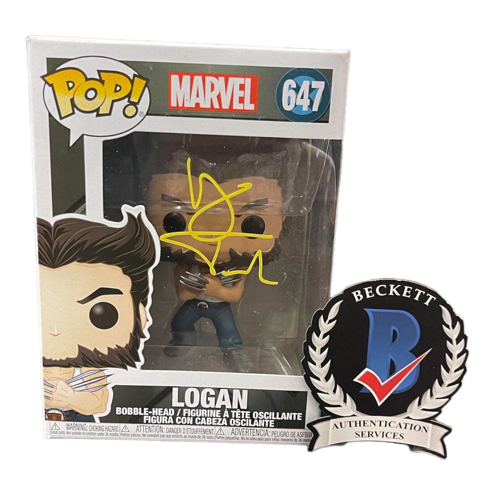 Hugh Jackman Signed Autograph Logan Funko Pop 647 Beckett BAS Wolverine Marvel