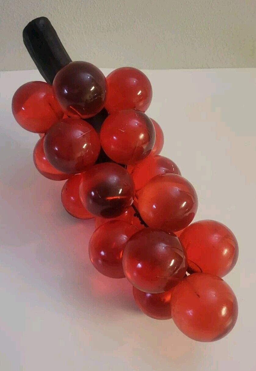 Vintage MCM Lucite Grape Cluster Red