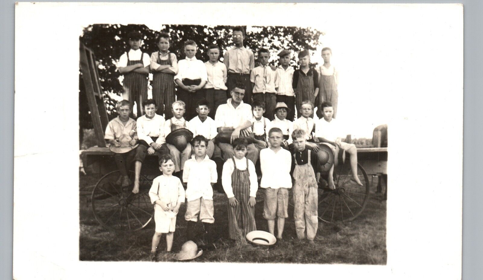 KIDS HAY RACK RIDE heyworth il real photo postcard rppc illinois farm history