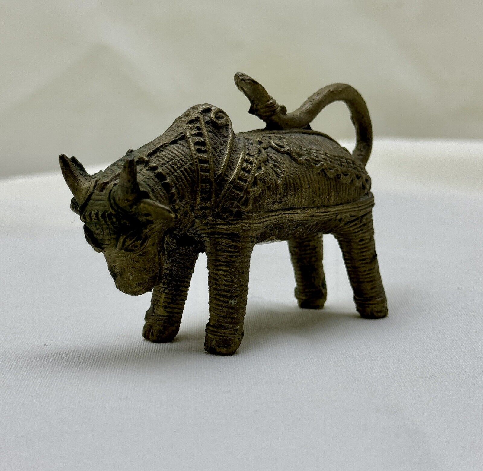 Antique Handmade Brass Brahma Bull Figurine ~ Showpiece Dhokra Tribal Art