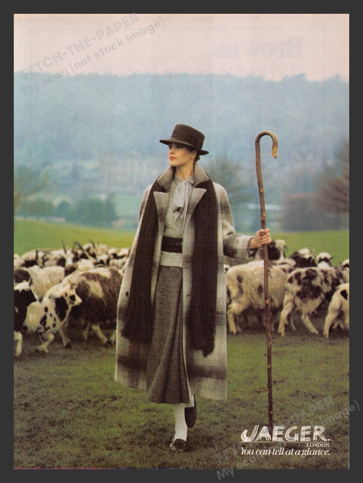Jaeger London Model Sheep Herder 1980s Print Advertisement 1983
