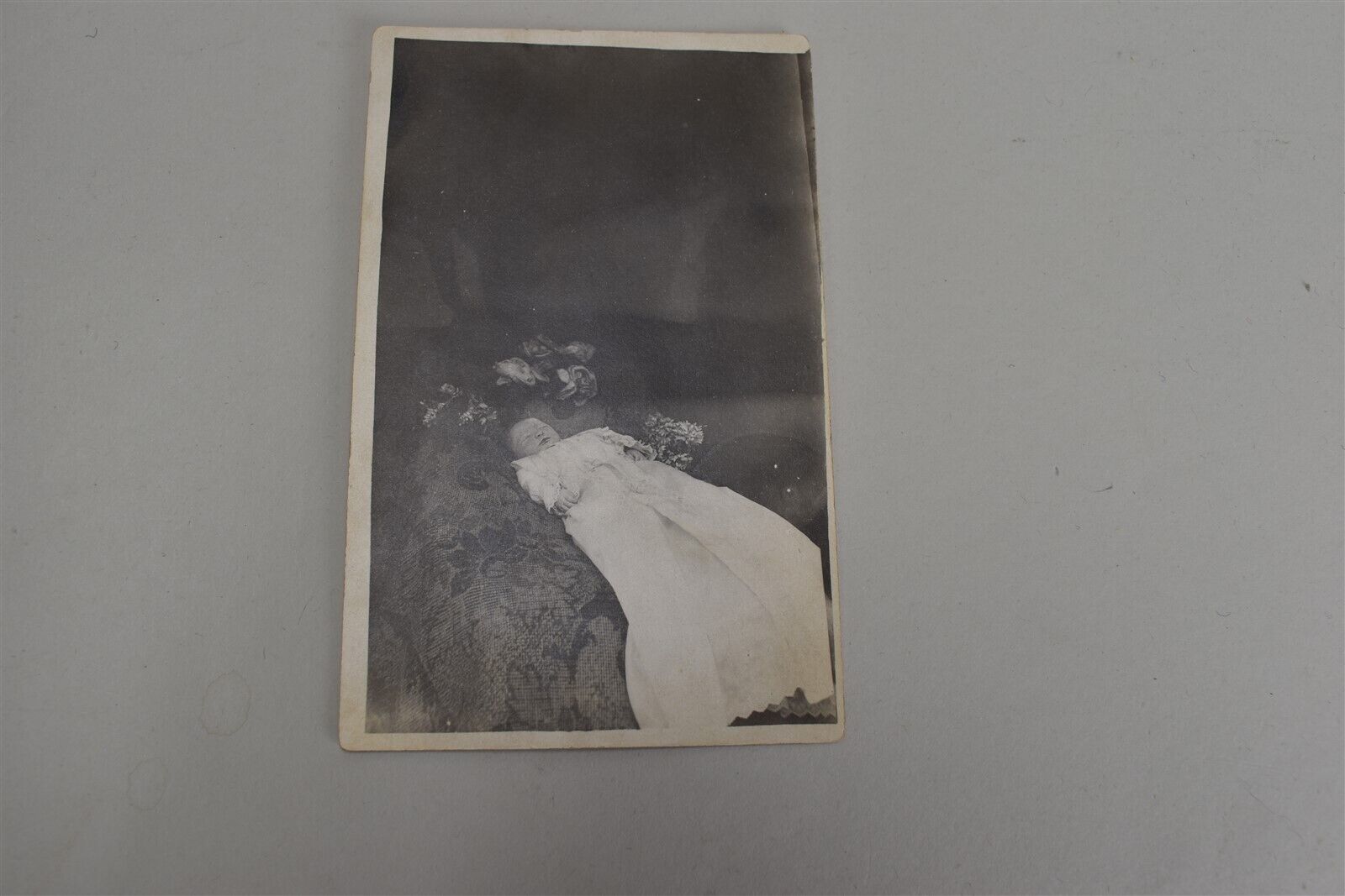 RPCC Post Mortem Dead Baby Postcard Mourning Photo Floral Draped Funeral