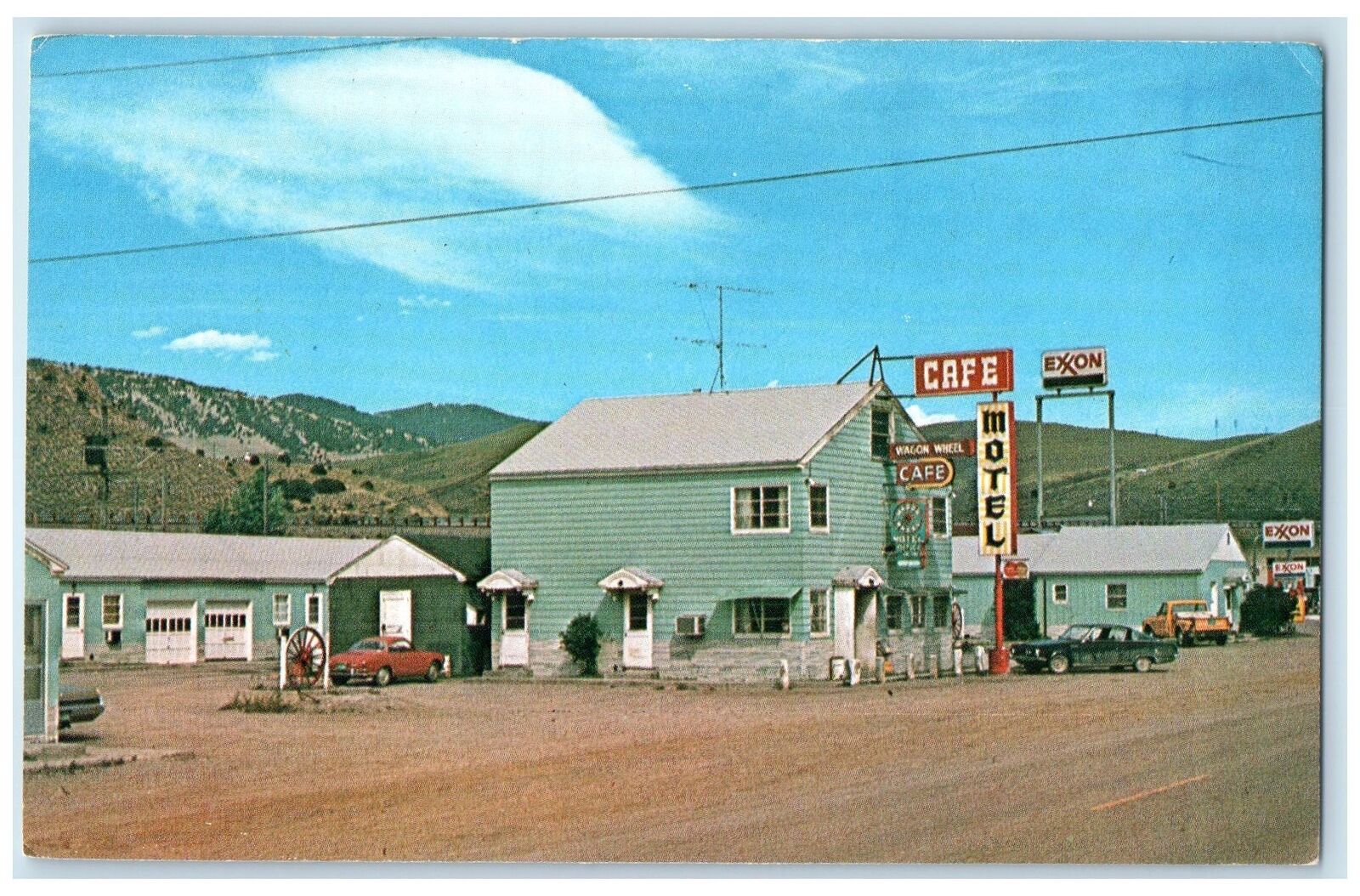c1960 Wagon Wheel Cafe And Motel Exterior Roadside Drummond Montana MT Postcard