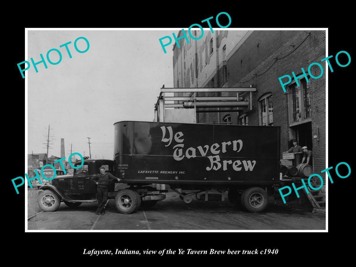 OLD 8x6 HISTORIC PHOTO OF LAFAYETTE INDIANA YE TAVERN BREW BEER TRUCK c1940