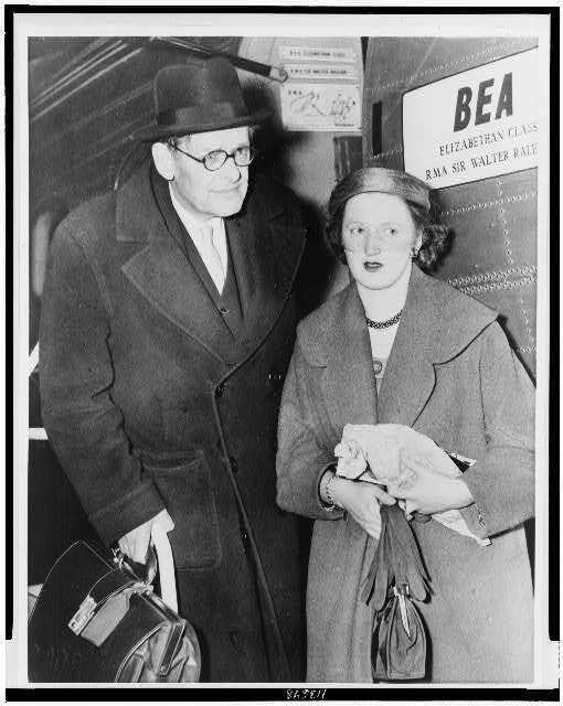 Photo:T.S. Eliot,wife, Valerie Fletcher,London Airport 1957