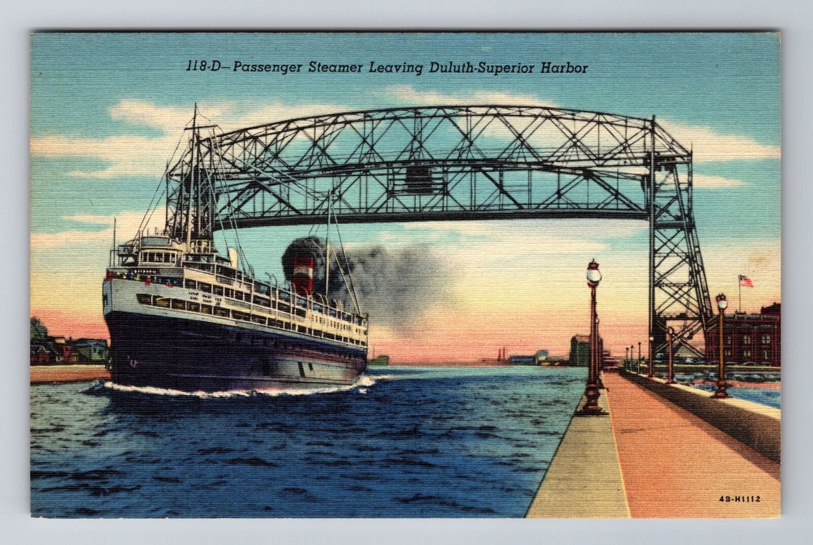 Duluth MI- Michigan, Passenger Steamer, Antique, Vintage Souvenir Postcard