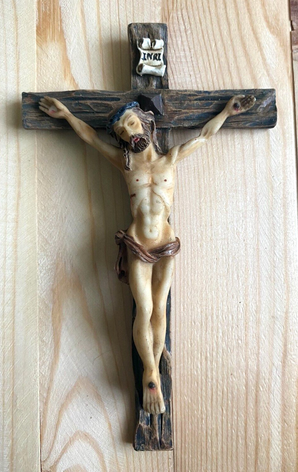 Old Vintage Jesus Christ Wooded Hanging  6.75 X 4 Inches