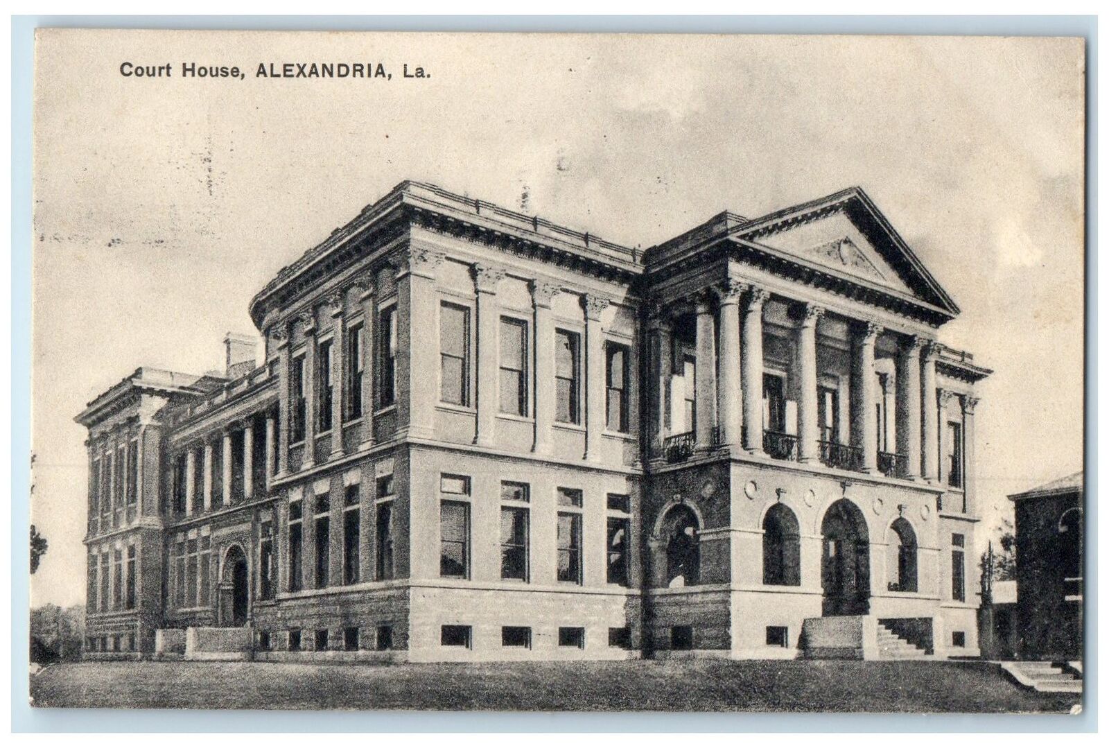 1910 Court House Building Exterior Scene Alexandria Louisiana LA Posted Postcard